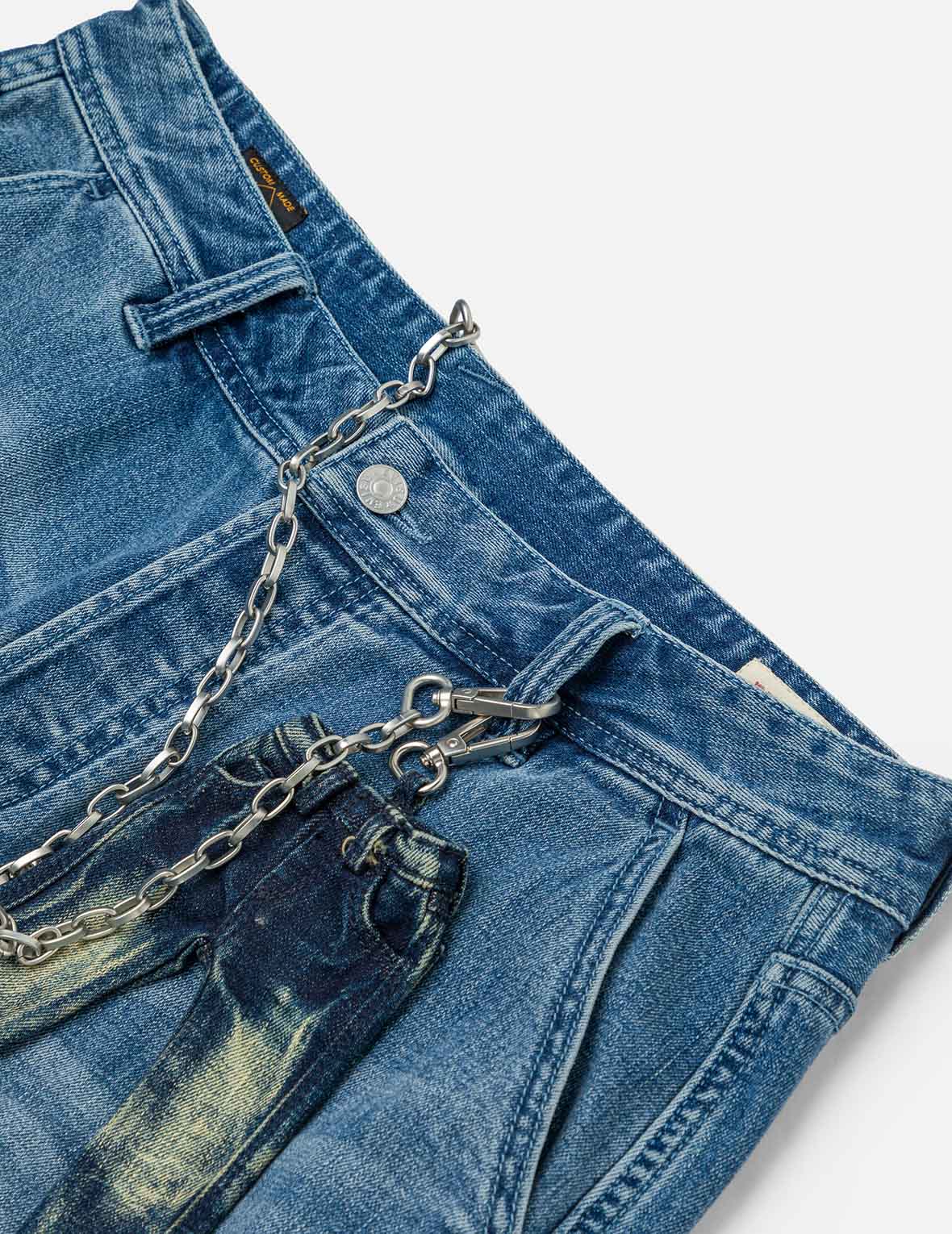 海鷗與商標印花寬版束口牛仔褲