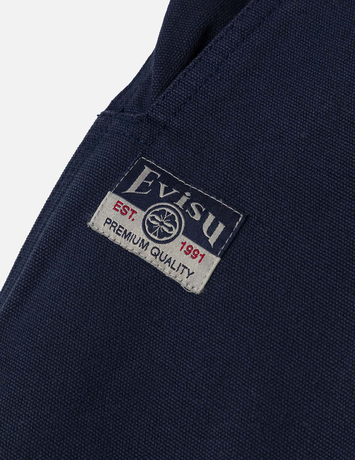 標語貼布口袋直筒休閒褲