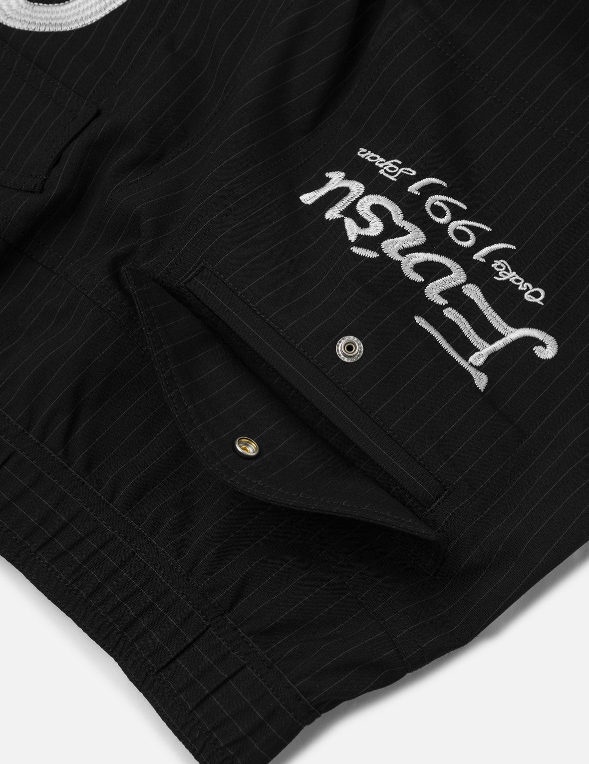 Seagull and Logo Embroidery Fashion Fit Striped Woven Shorts