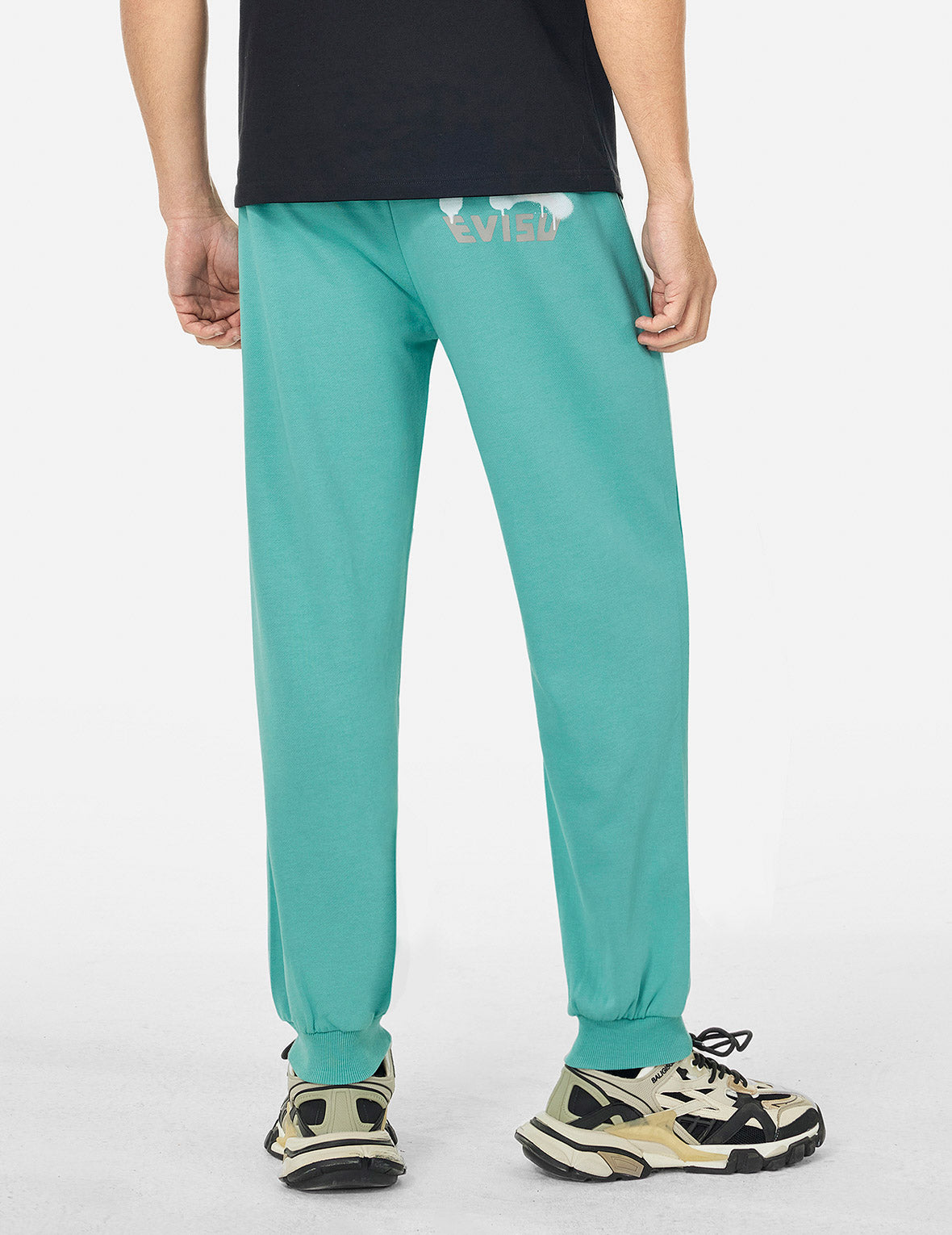 Spray-dyed Seagull and Logo Print Straight Fit Sweatpants