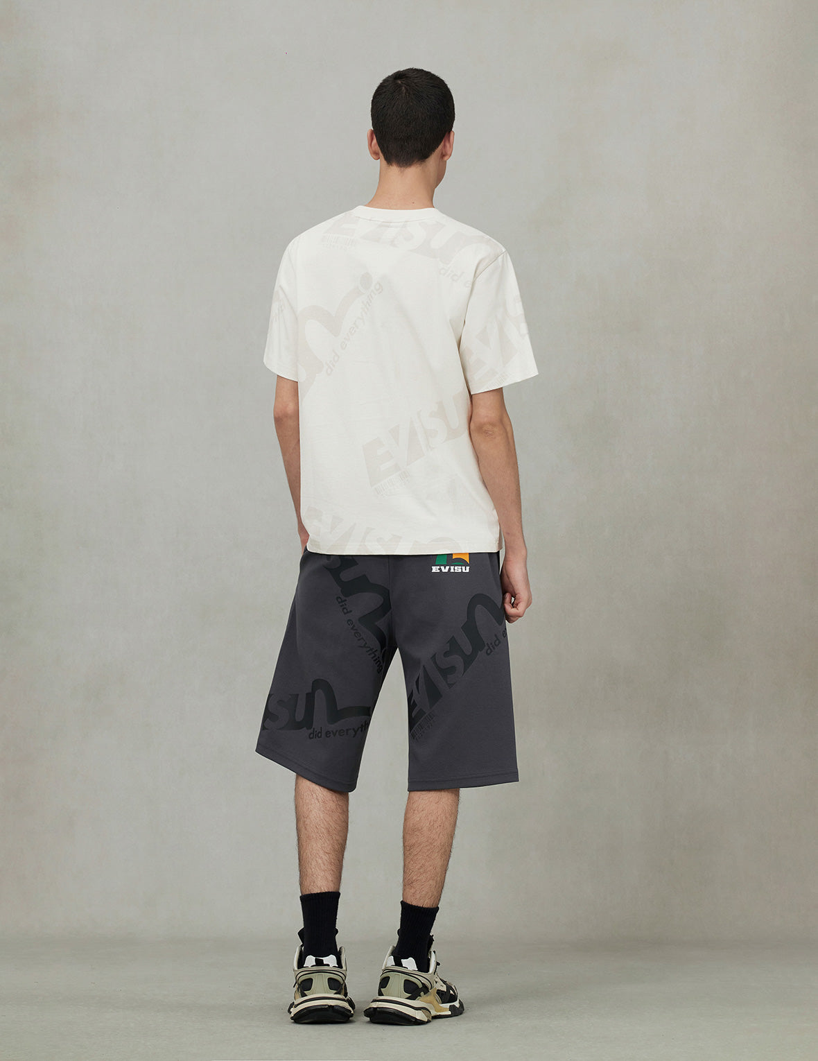 Allover Logo and Seagull Print Regular Fit Sweatshorts