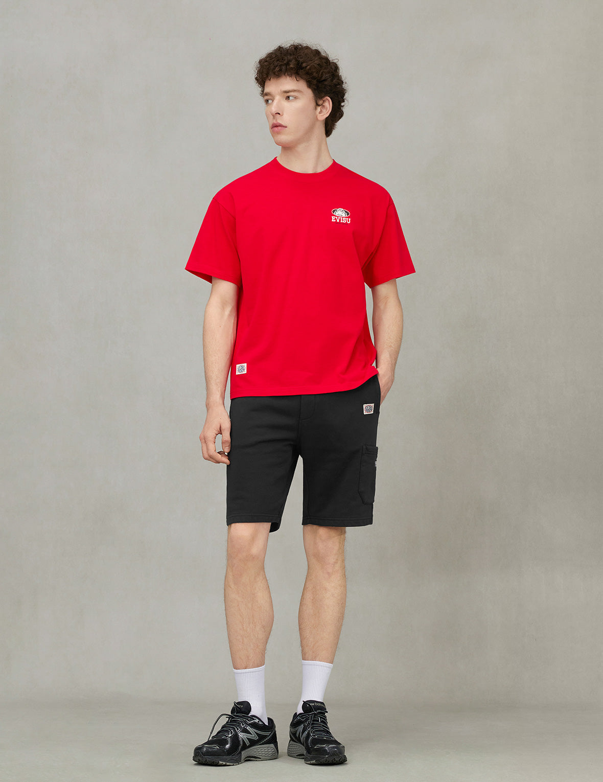 佛頭印花寬版休閒運動短褲