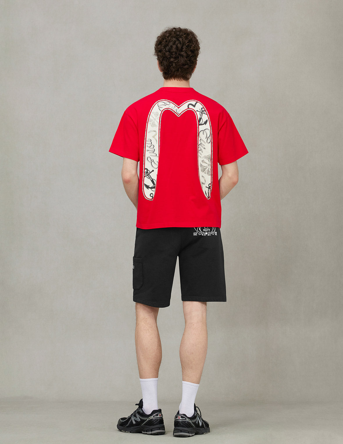 佛頭印花寬版休閒運動短褲