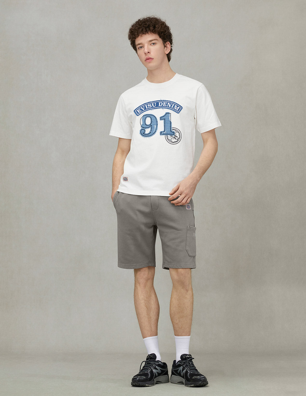 佛頭印花寬版休閒運動短褲