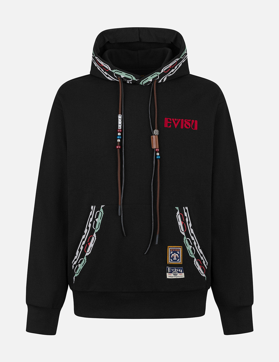 EVISU Totem Print and Embroidery Relax Fit Hoodie