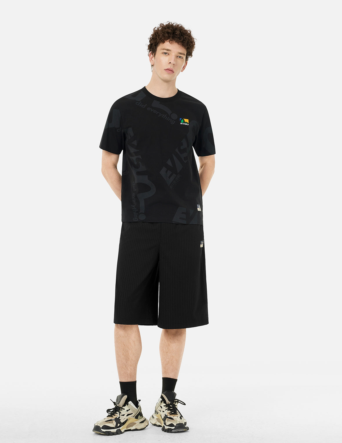 Allover Logo and Seagull Print Regular Fit T-Shirt