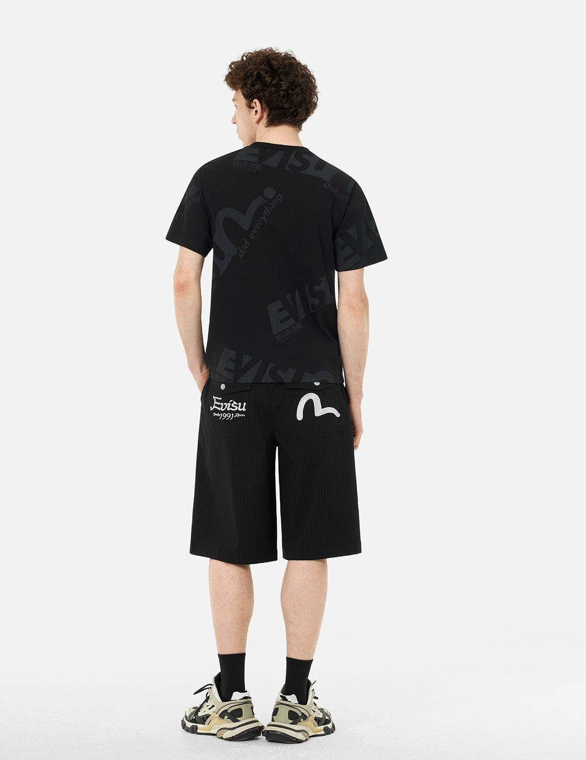 Allover Logo and Seagull Print Regular Fit T-Shirt