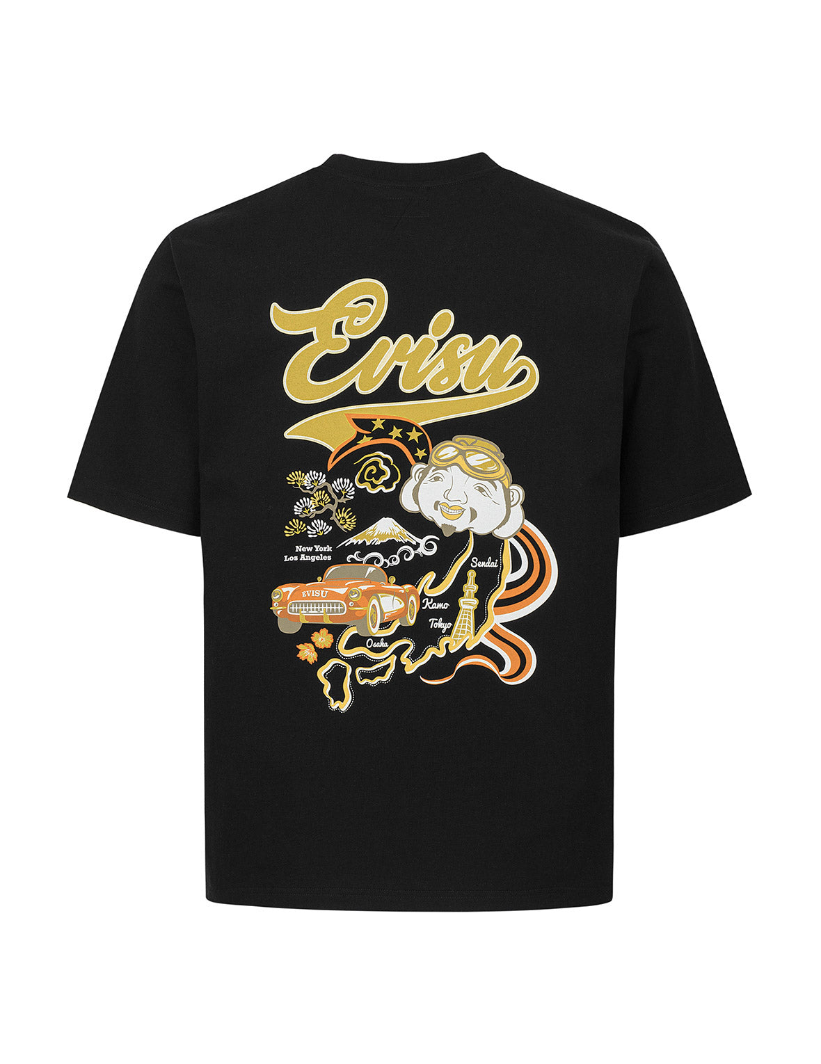 佛頭與地圖印花常規版型T恤