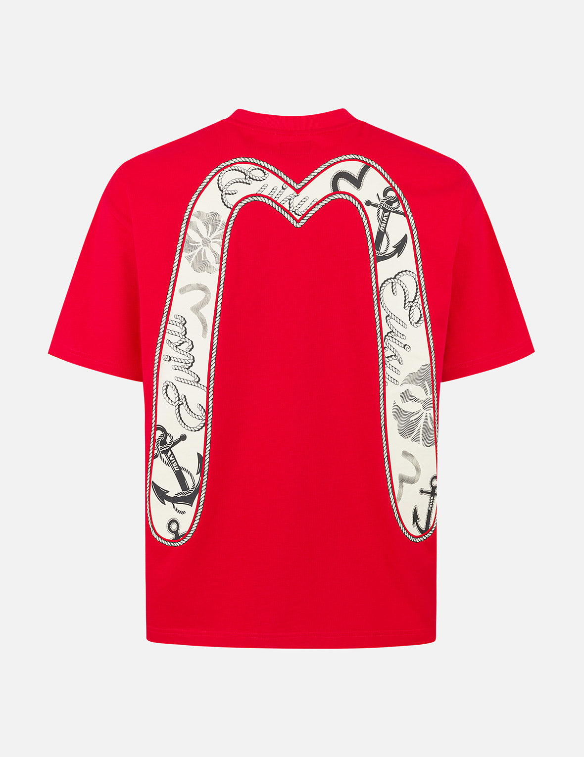 帆繩扭紋和大M船錨印花寬版休閒T恤