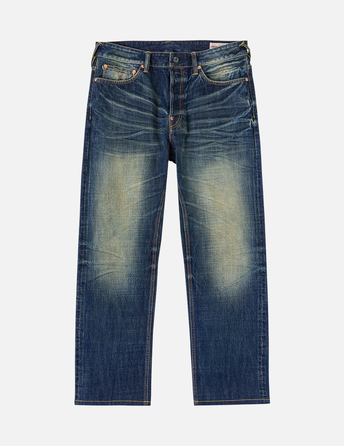 Dark Tone Washed Embroidery Jeans #2020