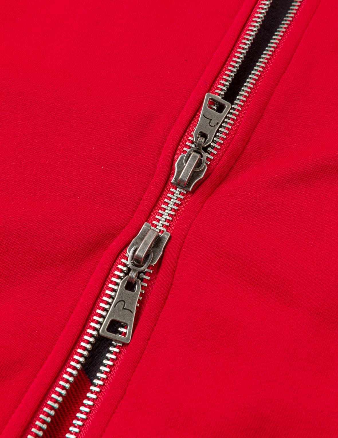 撲克葵扇刺繡拉鍊連帽外套 - 紅