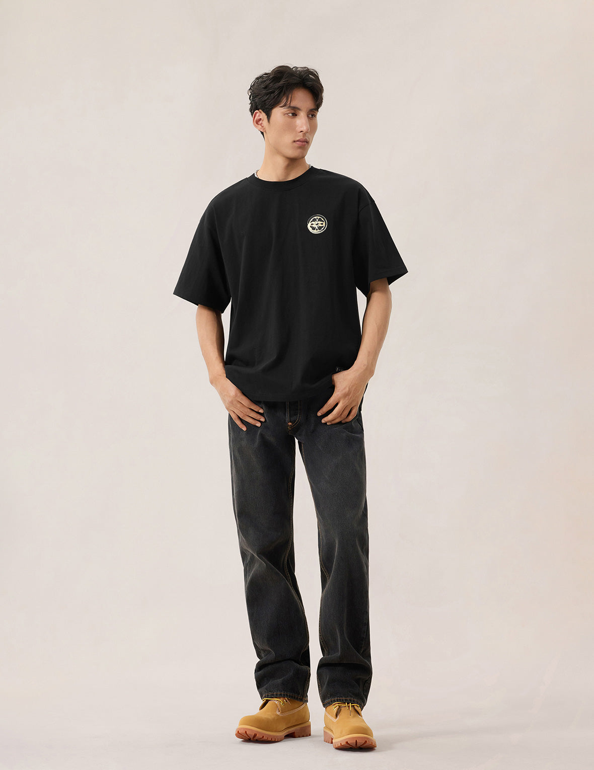 Multi-Pocket Foil Print T-Shirt