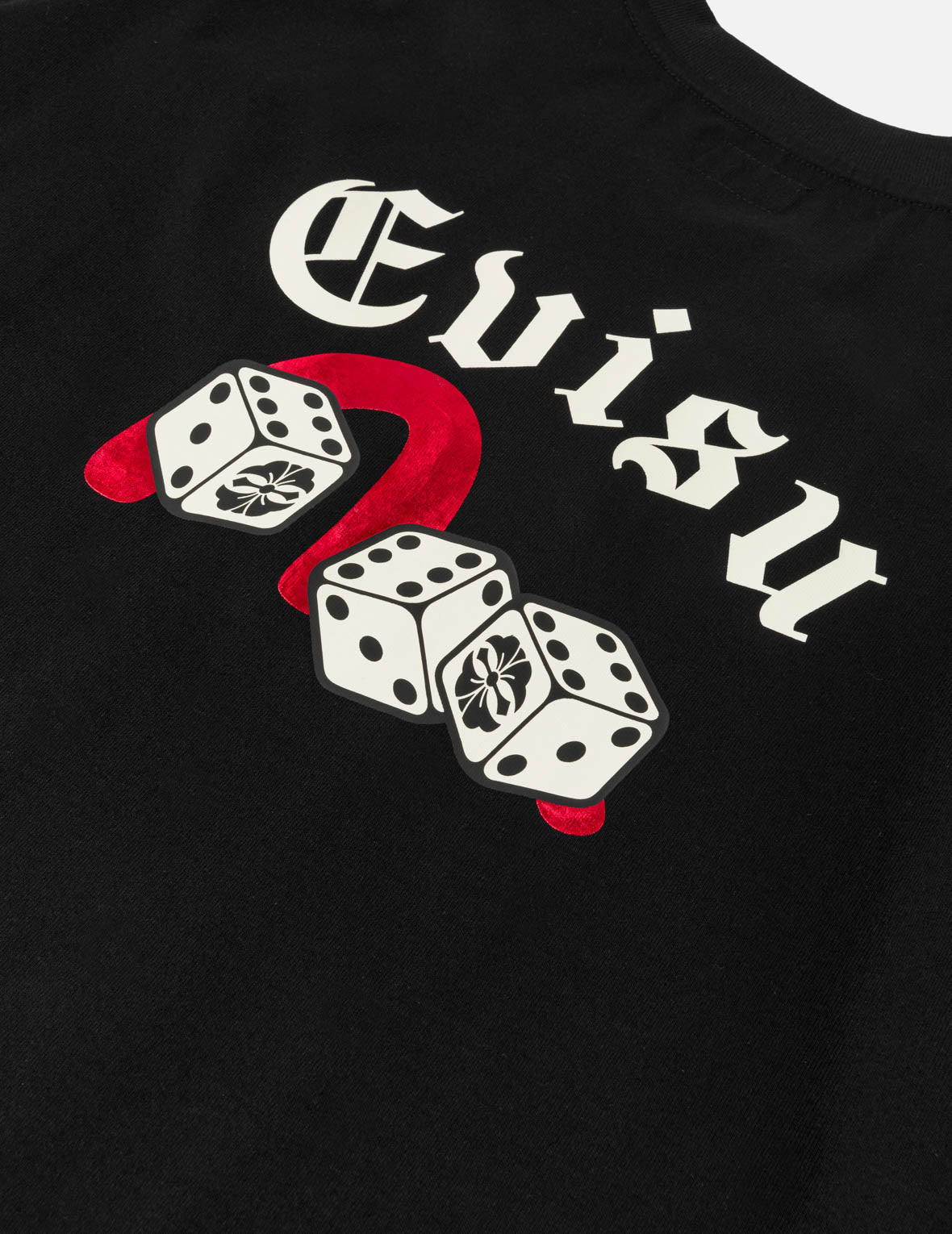 撲克幸運骰子植絨海鷗T恤 - 黑