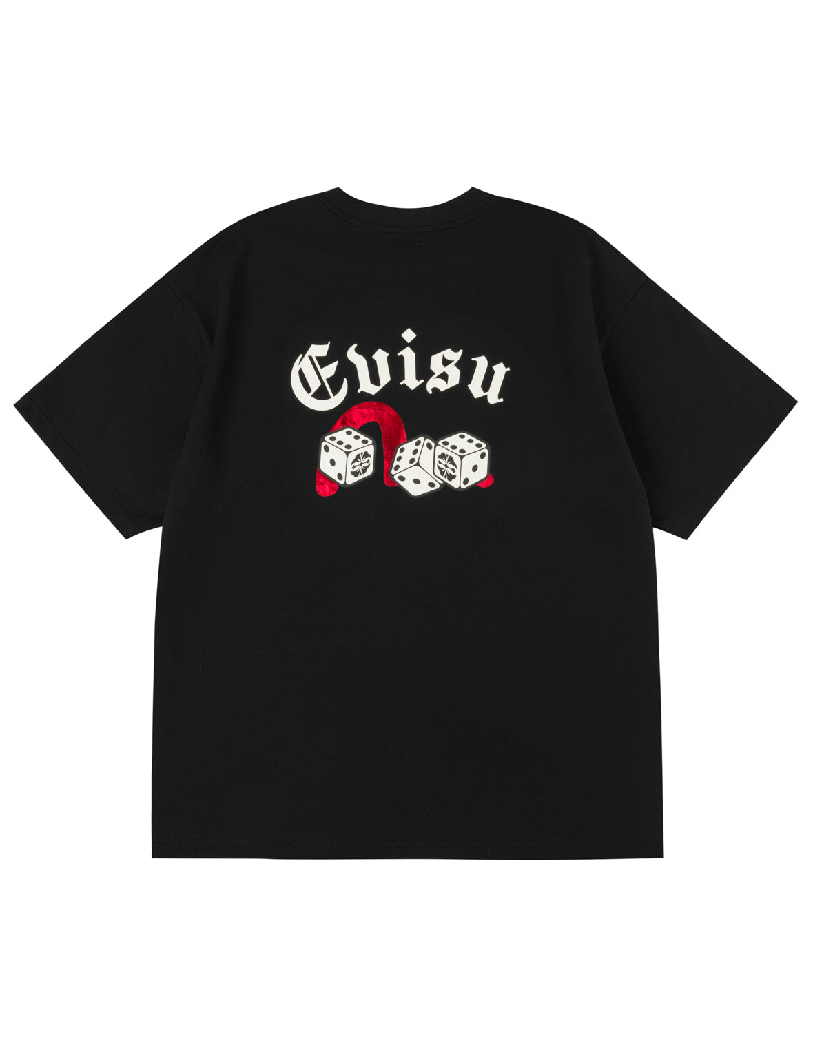 撲克幸運骰子植絨海鷗T恤 - 黑