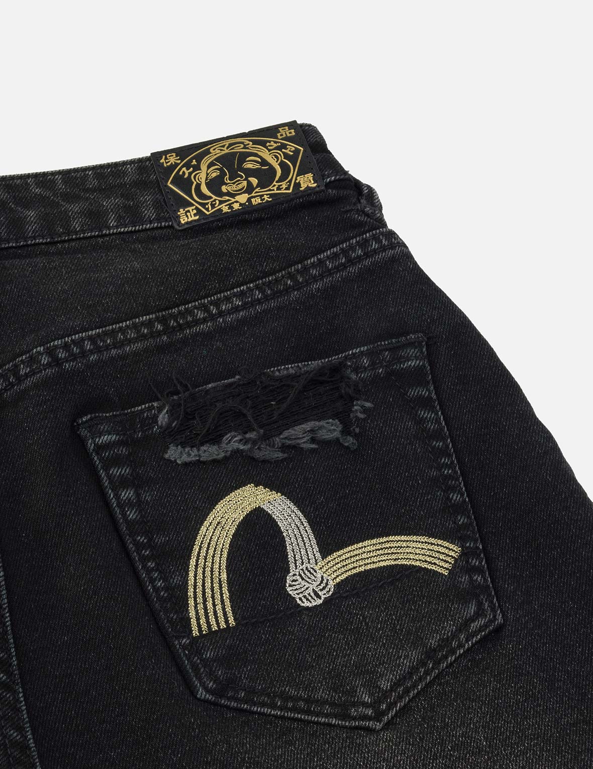 Knot Seagull Embroidery Loose Fit Denim Shorts