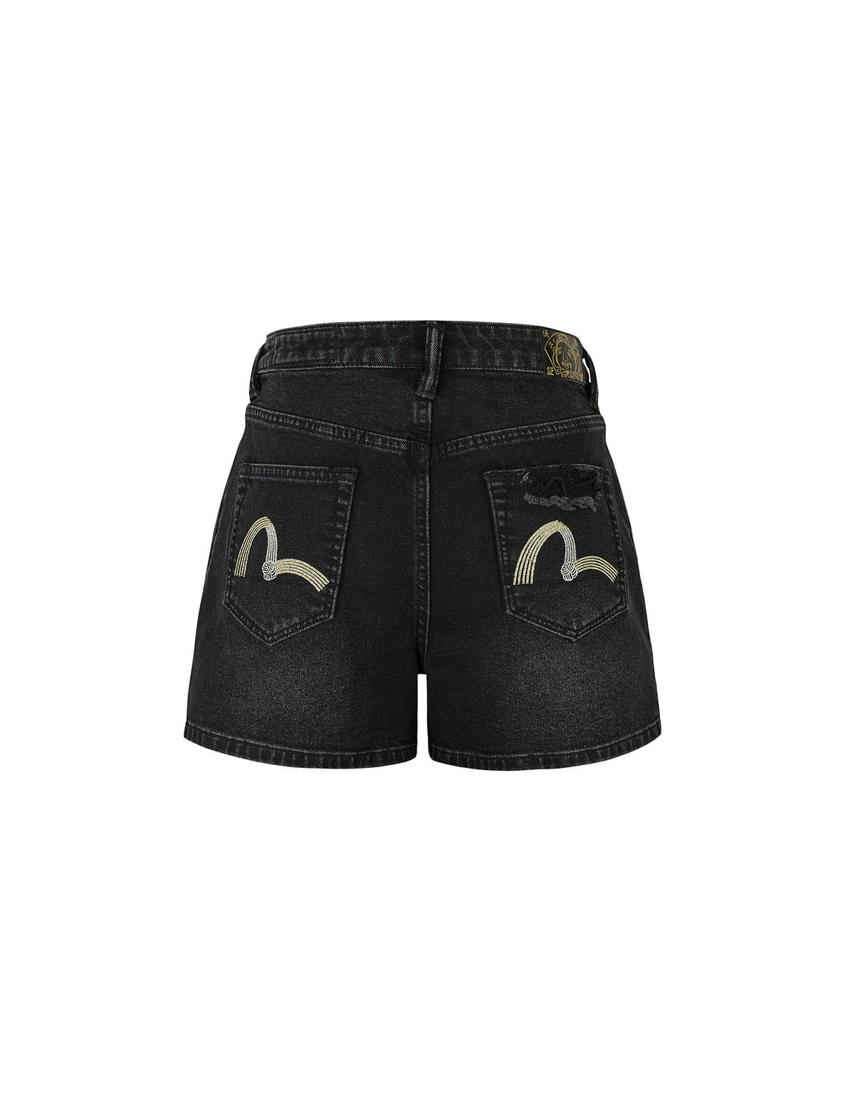 Knot Seagull Embroidery Loose Fit Denim Shorts