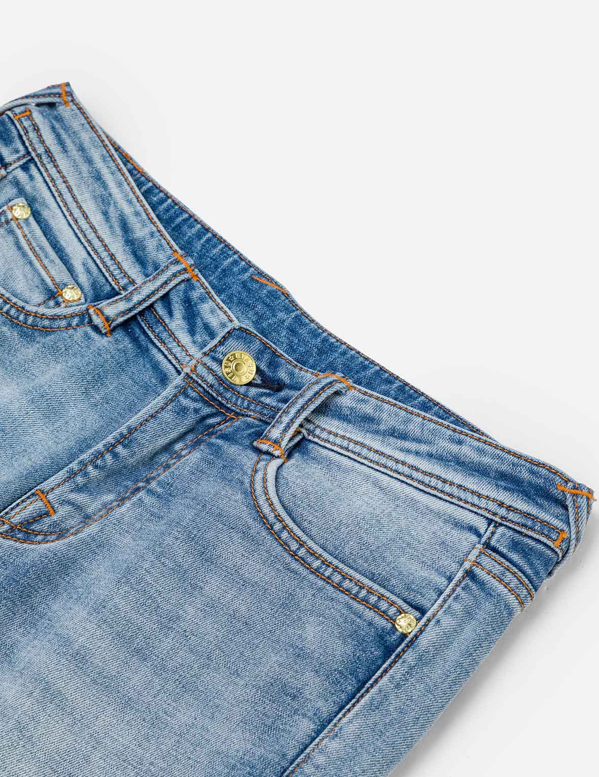 Washed Seagull and Totem Embroidery Bootcut Jeans