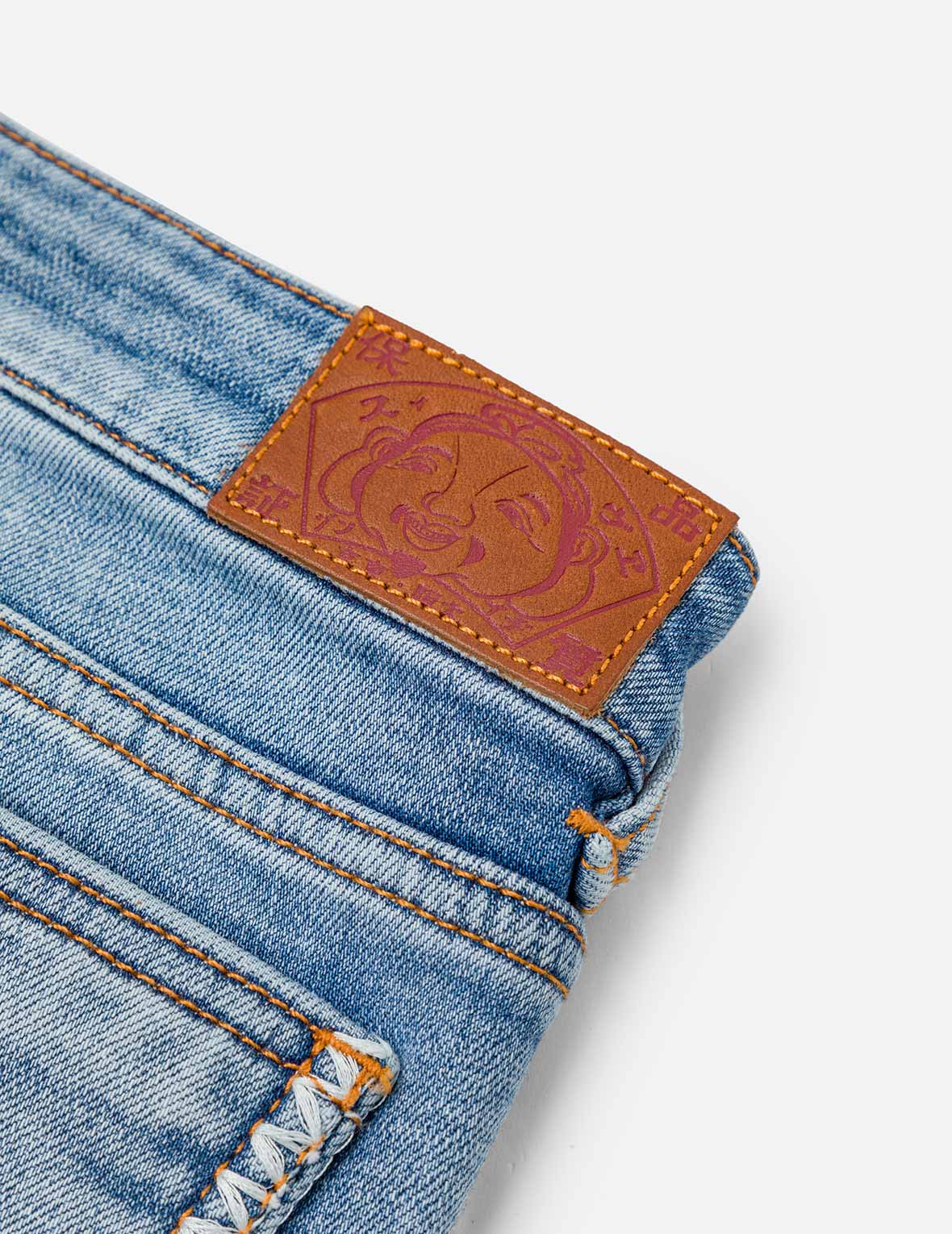 Washed Seagull and Totem Embroidery Bootcut Jeans