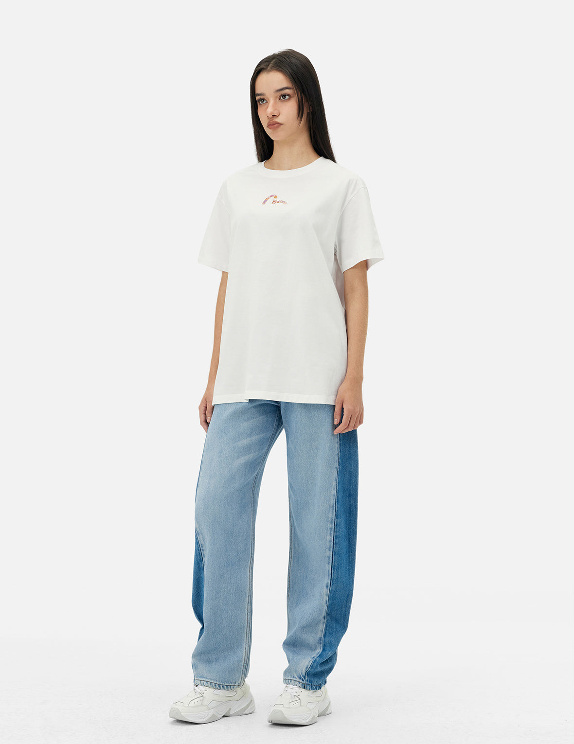 冰裂水洗破損海鷗燈籠牛仔褲