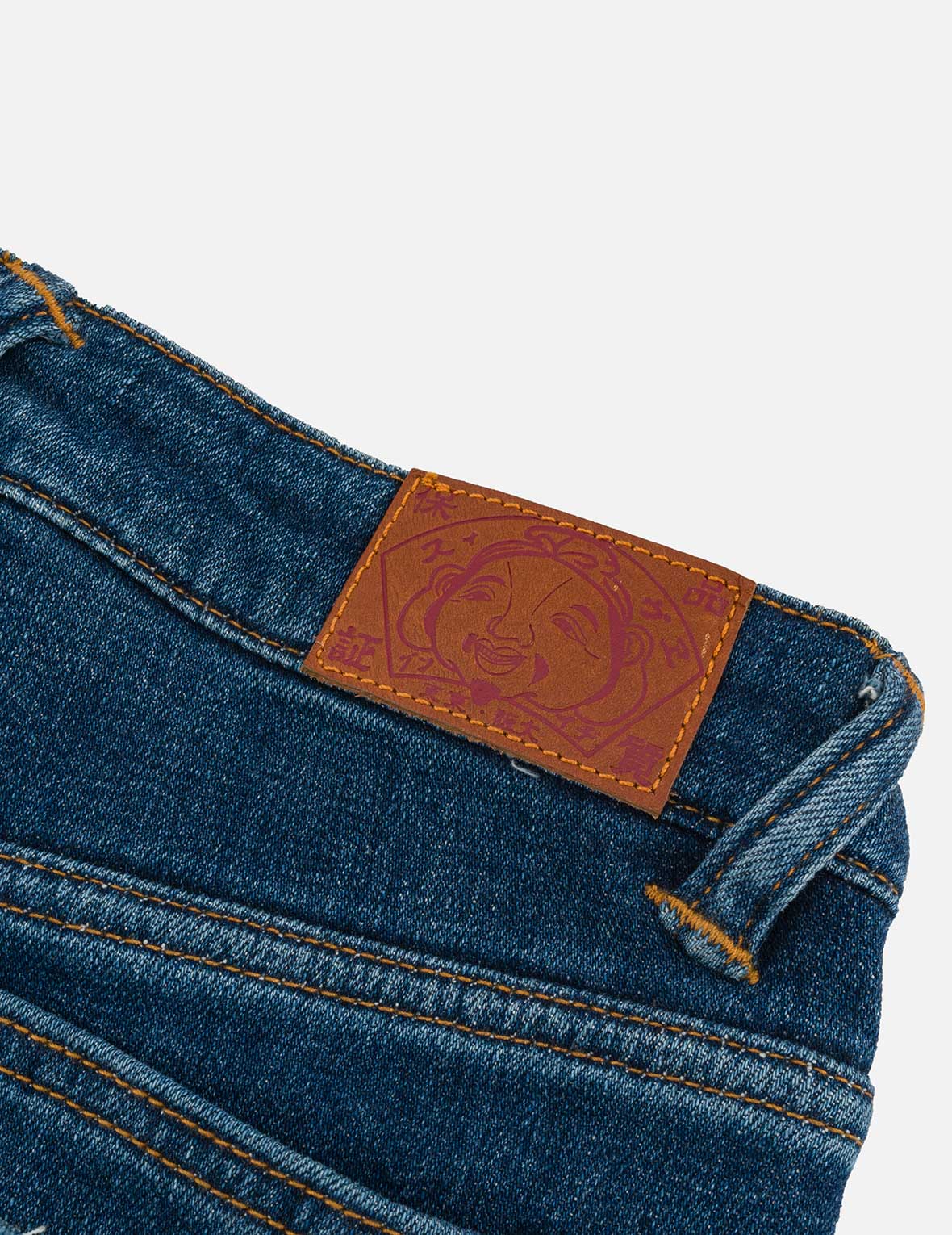 海鷗貼布刺繡貼身牛仔褲