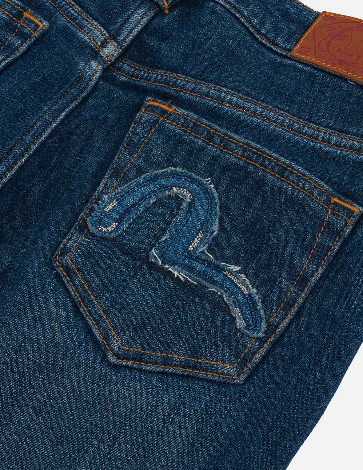 海鷗貼布刺繡貼身牛仔褲