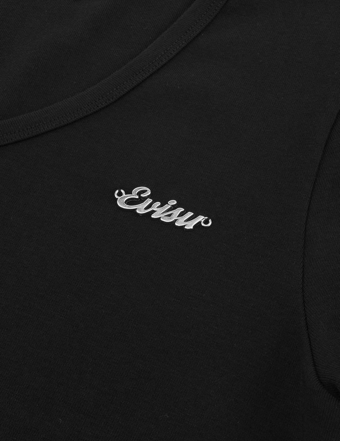 Evisu Metal Trim V-Neck Fashion Fit T-shirt