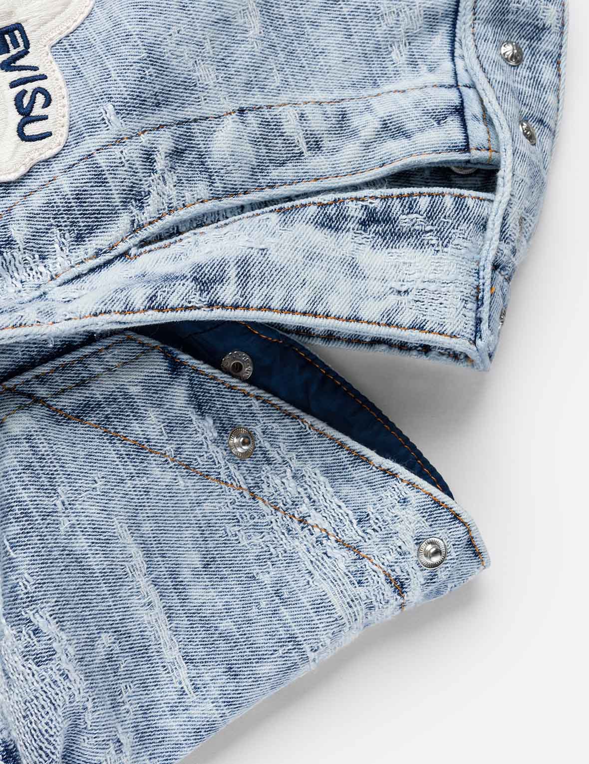 可拆卸做舊牛仔棒球外套