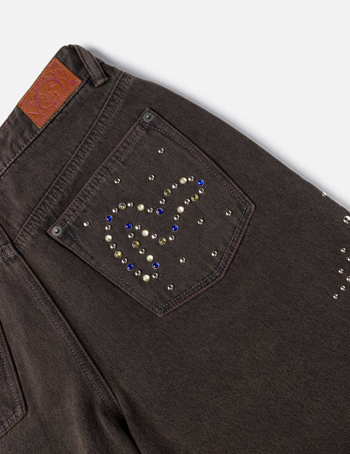 Graphic Rhinestones Denim Shorts