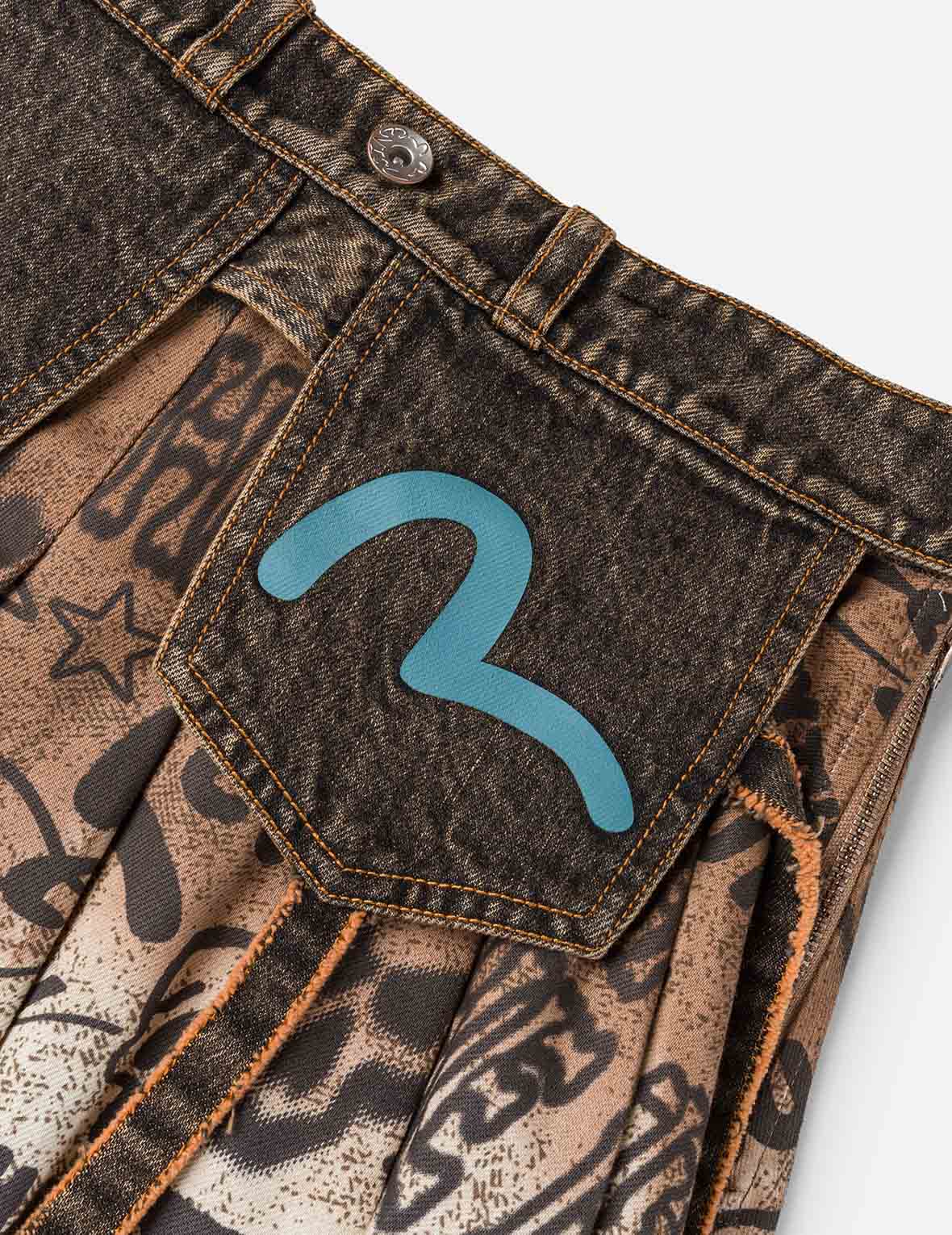 2 in 1 Denim Pleated Skirt