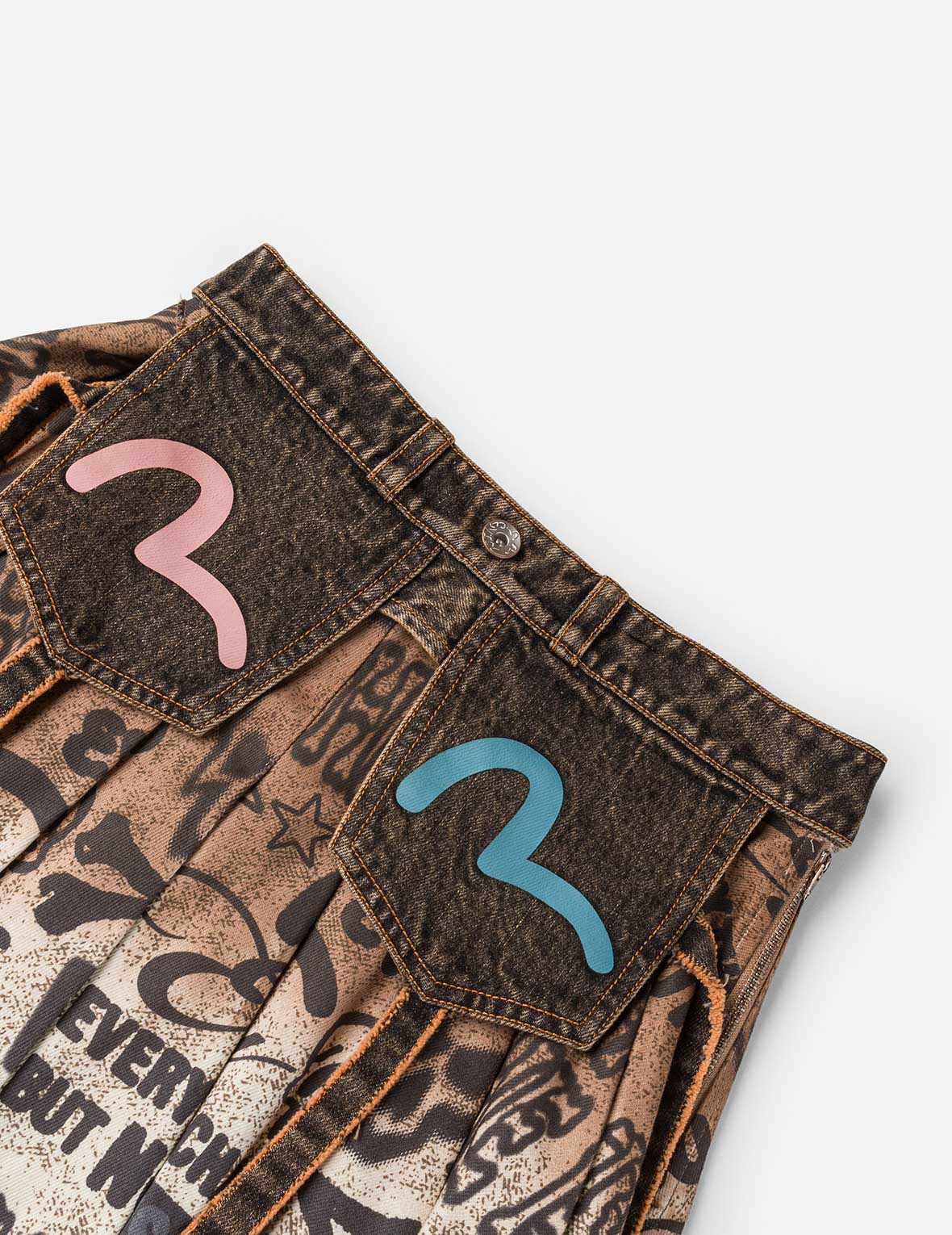 2 in 1 Denim Pleated Skirt