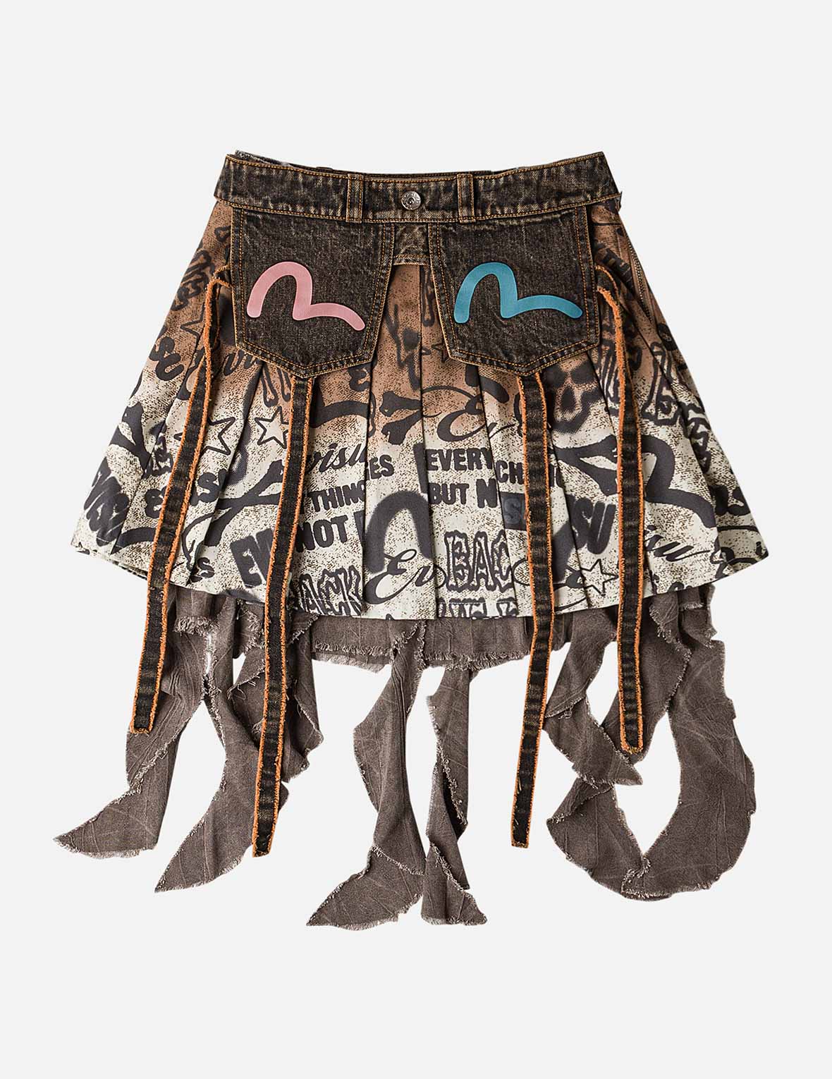 2 in 1 Denim Pleated Skirt