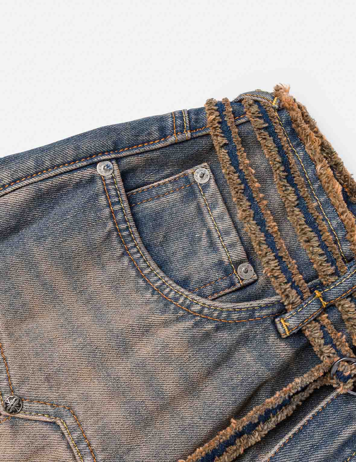 Two Tone Pleated Denim Skirts