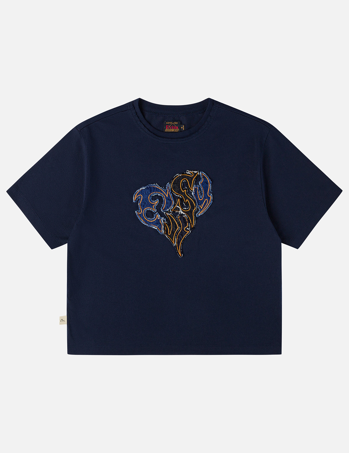 心型牛仔貼布刺繡 T恤