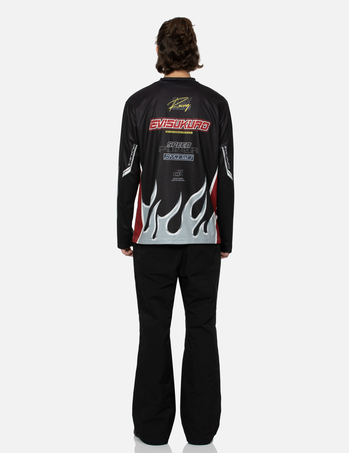 Chrome Fire and Multi-Logo Regular Fit Long-Sleeve Racing T-Shirt
