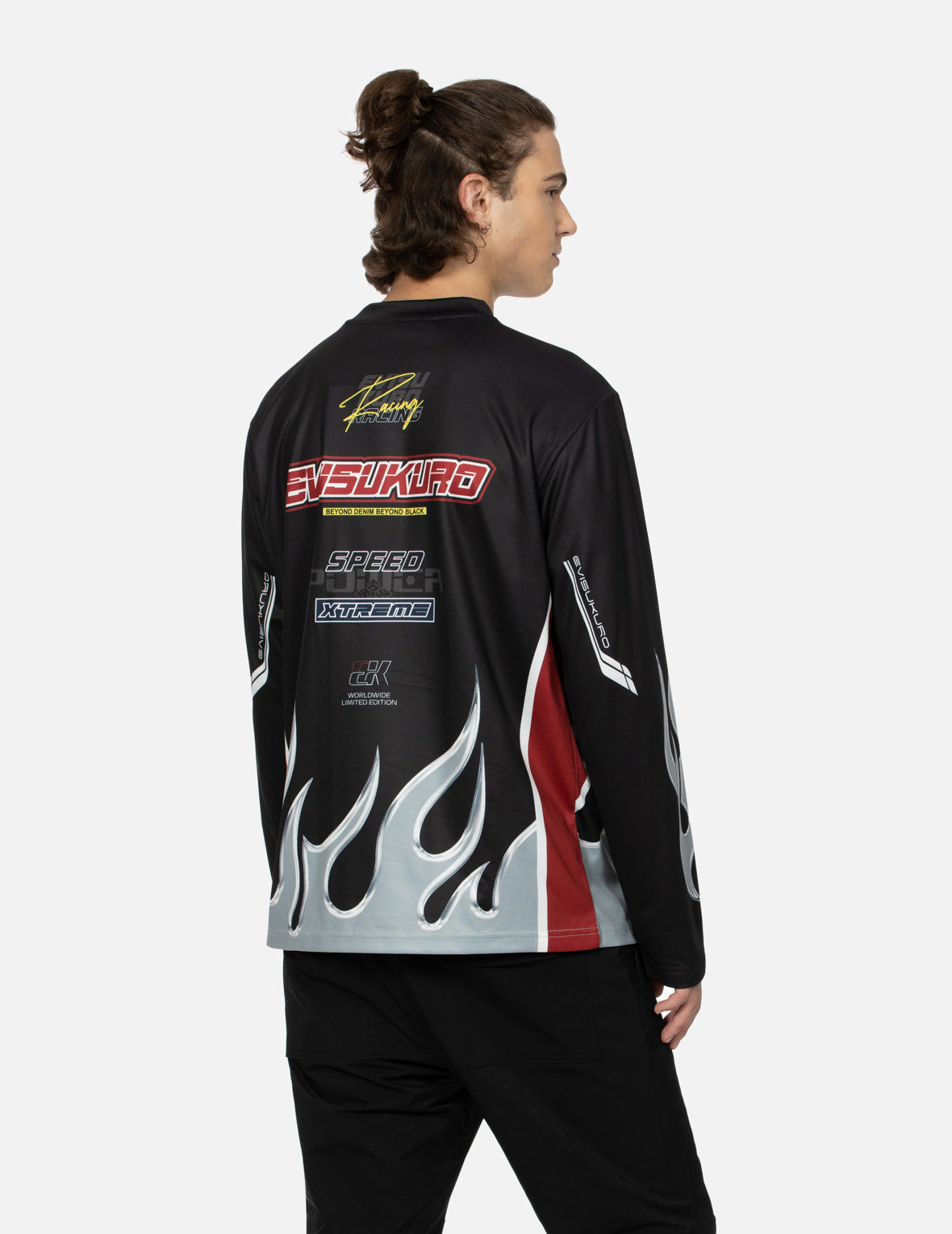 Chrome Fire and Multi-Logo Regular Fit Long-Sleeve Racing T-Shirt