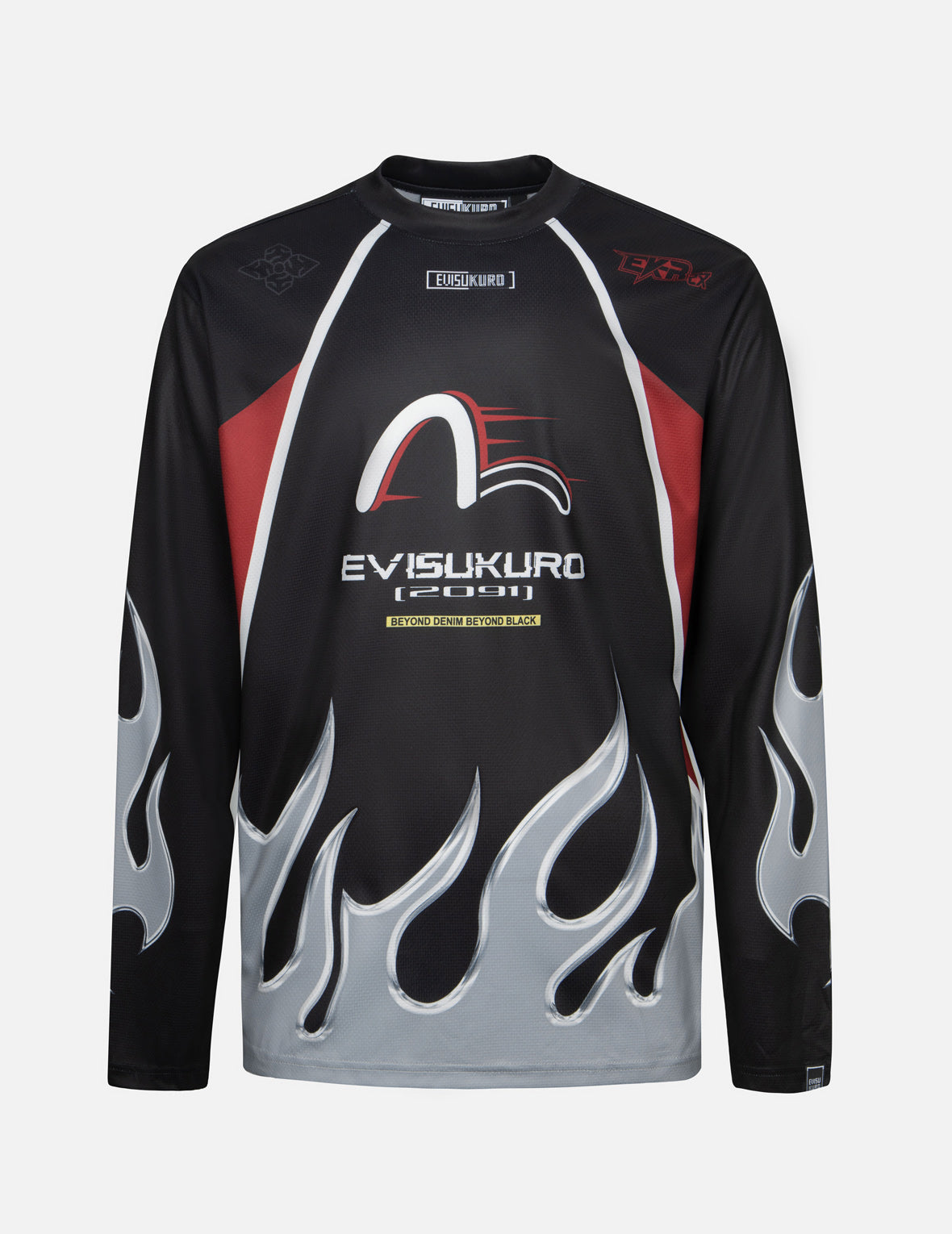 Chrome Fire and Multi-Logo Regular Fit Long-Sleeve Racing T-Shirt