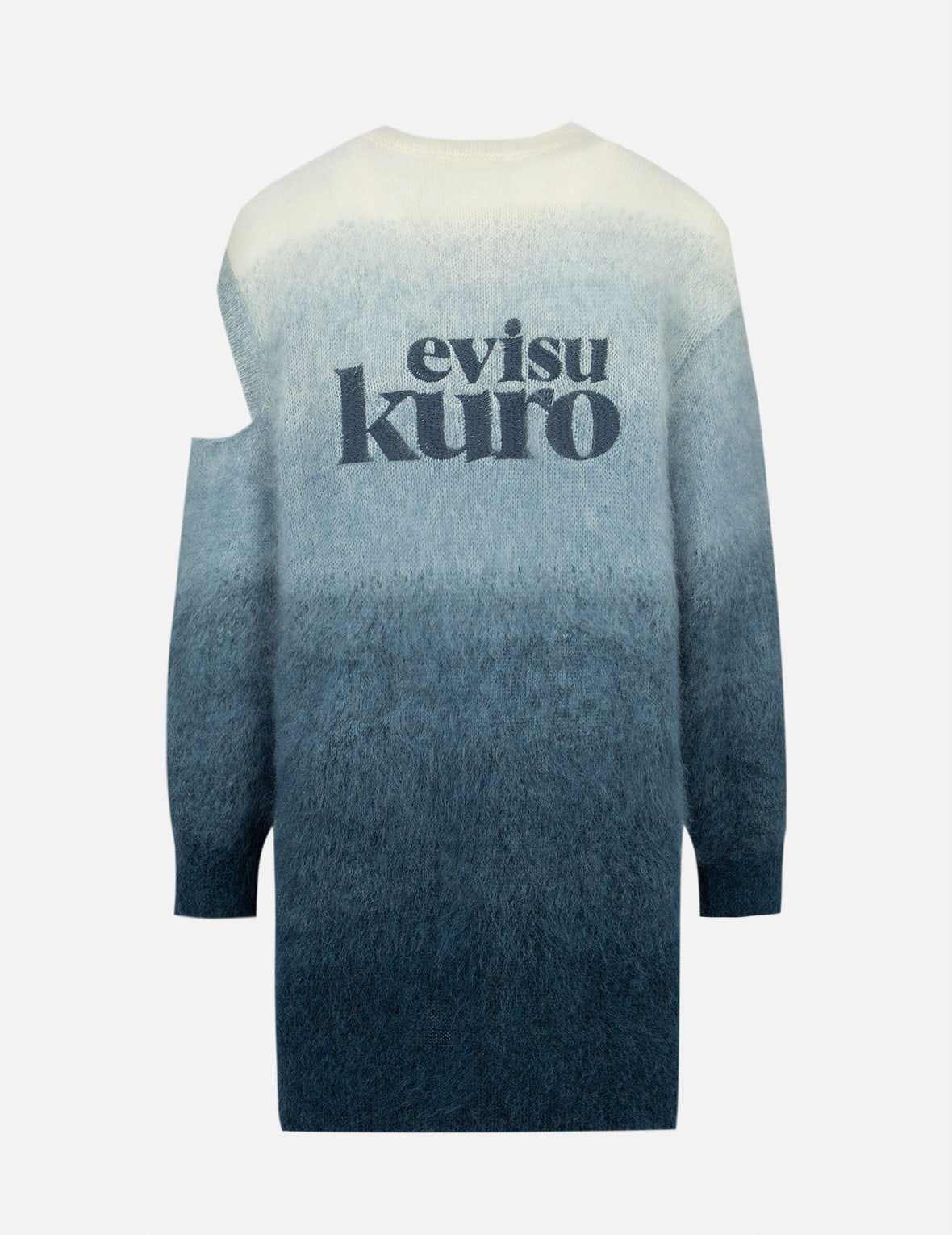 漸變色不對稱針織連衣裙