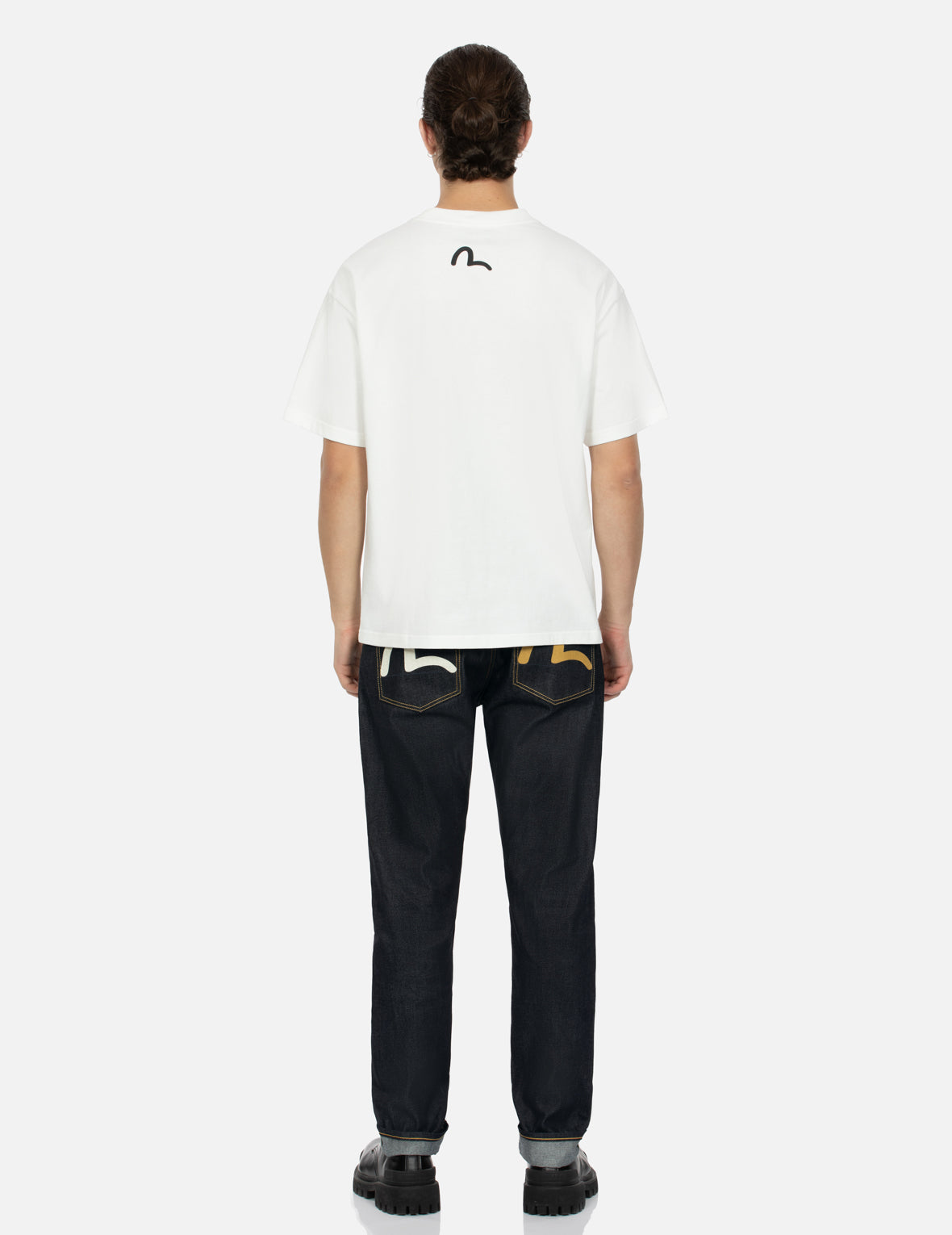 Seagull Print Pockets Taper Fit Jeans #2017