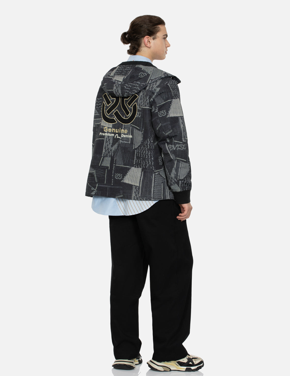 Wheel of Wisdom and Seagull Embroidery Regular Fit Denim Jacket