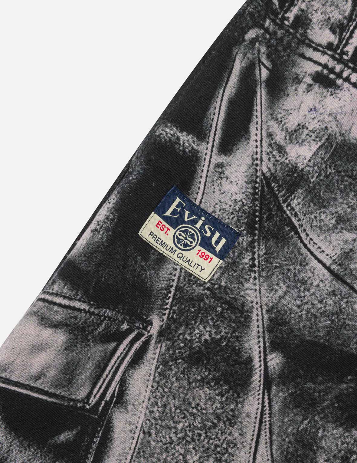 多重複製印花闊腳機車褲