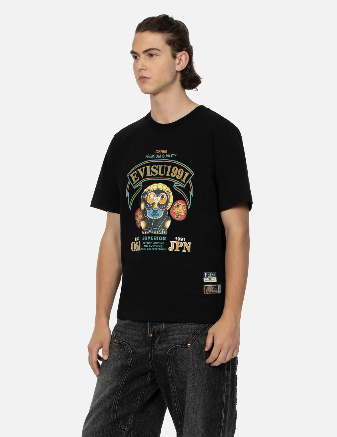 信樂狸和達摩印花常規版型T恤