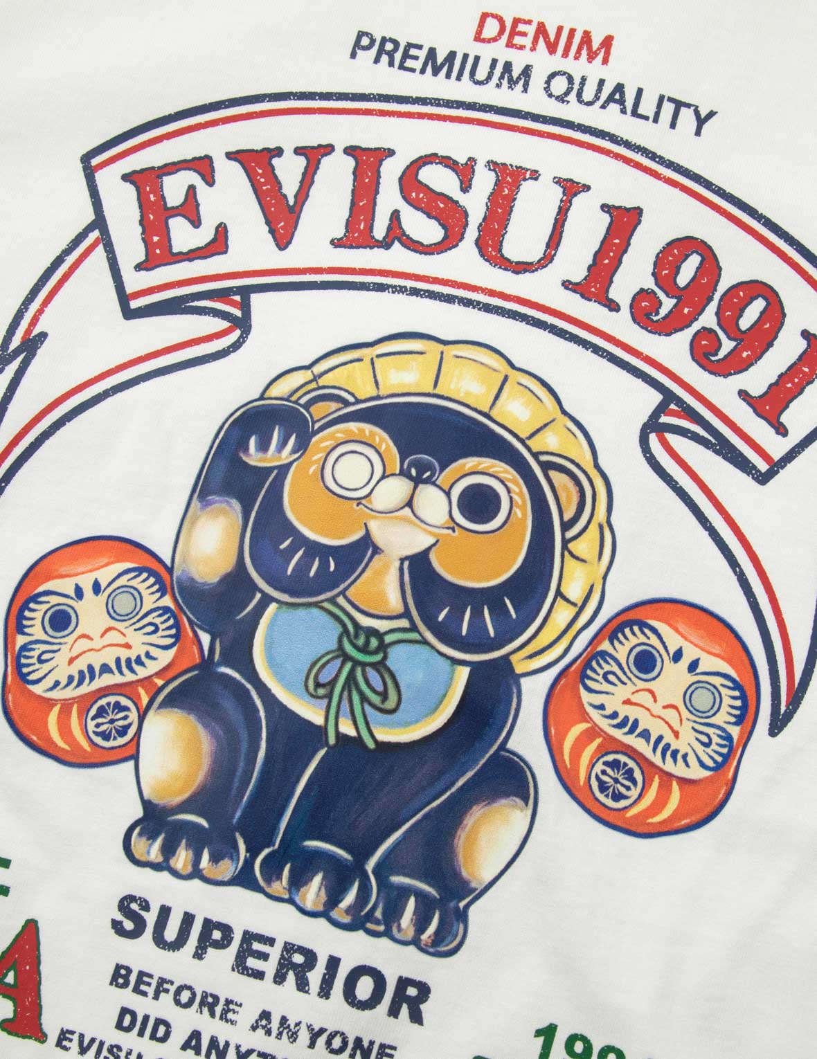 信樂狸和達摩印花常規版型T恤