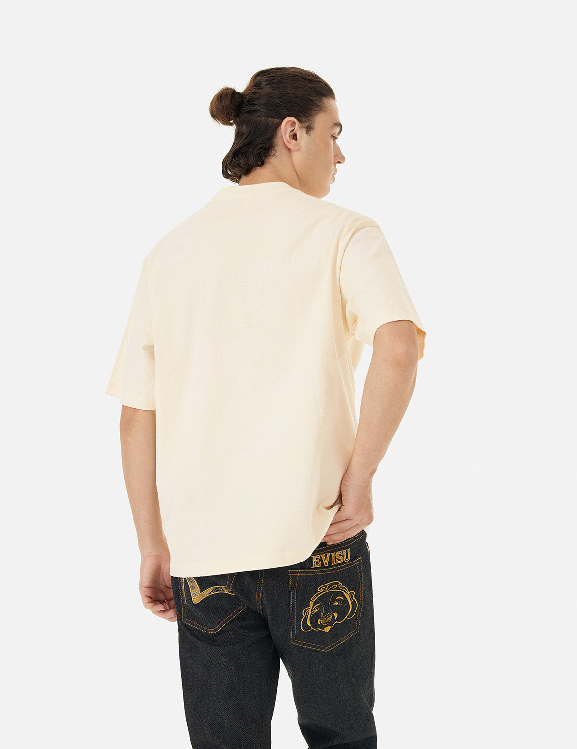 海鷗刺繡與滿地植絨圖案寬版休閒T恤