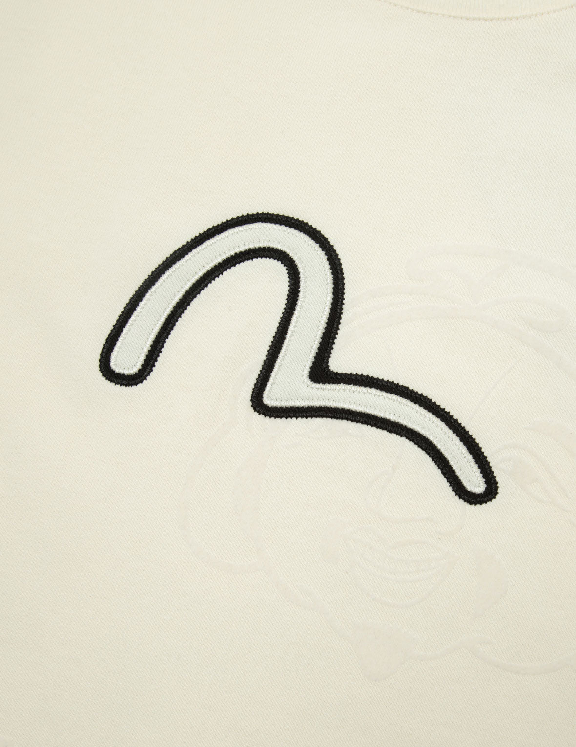 海鷗刺繡與滿地植絨圖案寬版休閒T恤