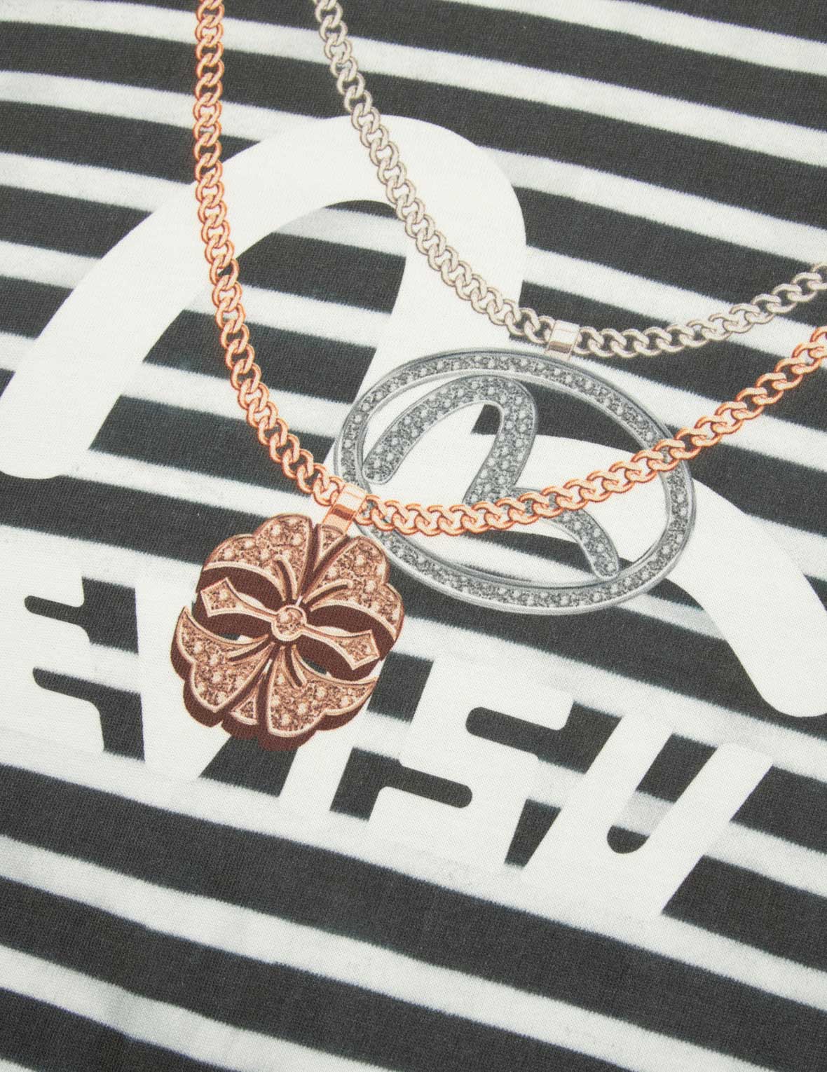 錯視與海鷗印花寬版條紋T恤