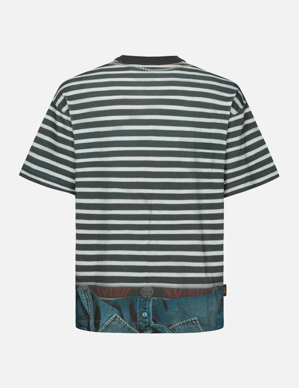 錯視與海鷗印花寬版條紋T恤