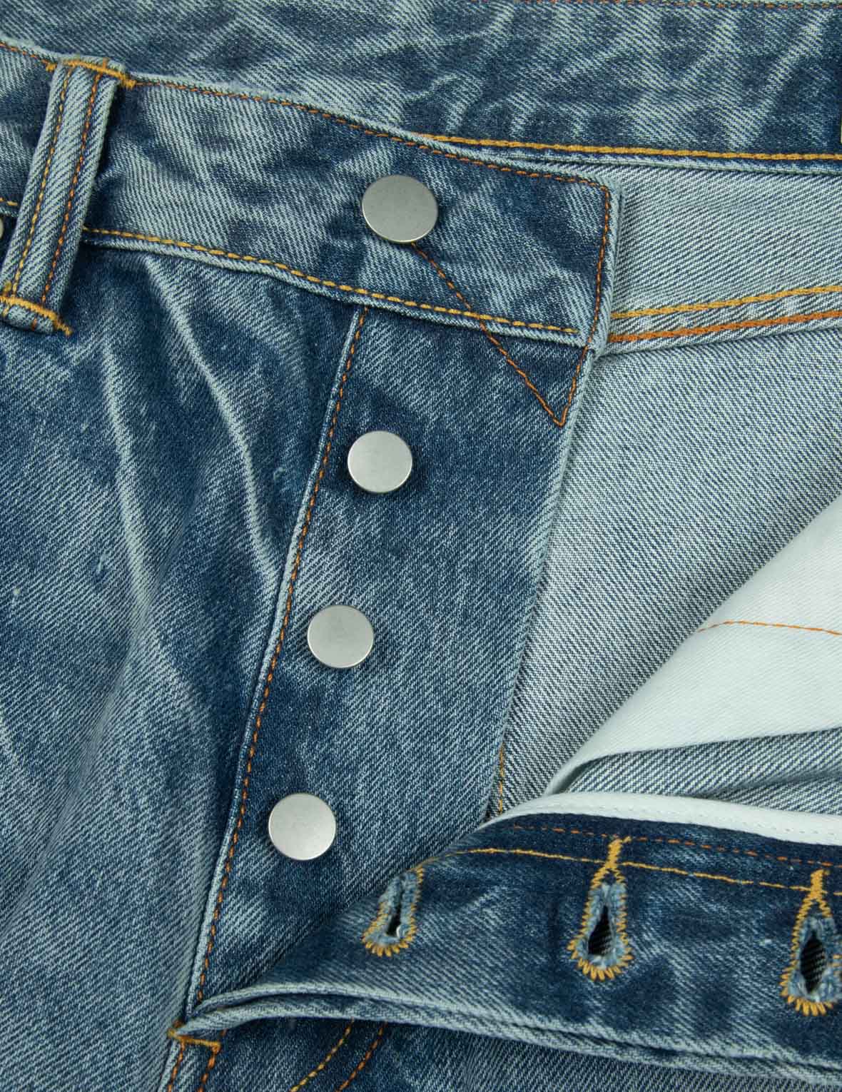 皮革鑲嵌和海鷗口袋鬆身闊腿牛仔褲