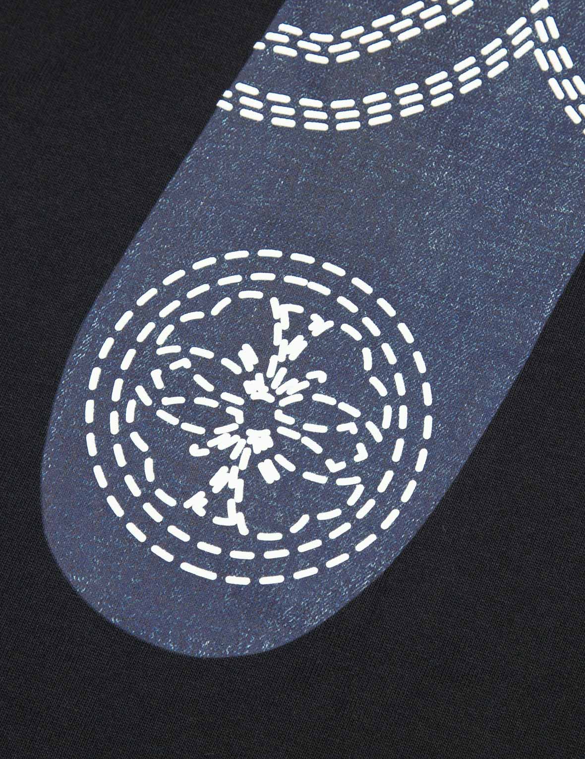 發泡線跡家花和海鷗大M印花寬版T恤