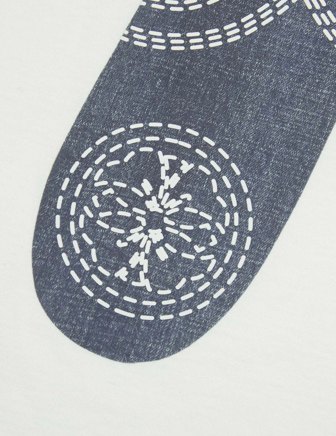 發泡線跡家花和海鷗大M印花寬版T恤