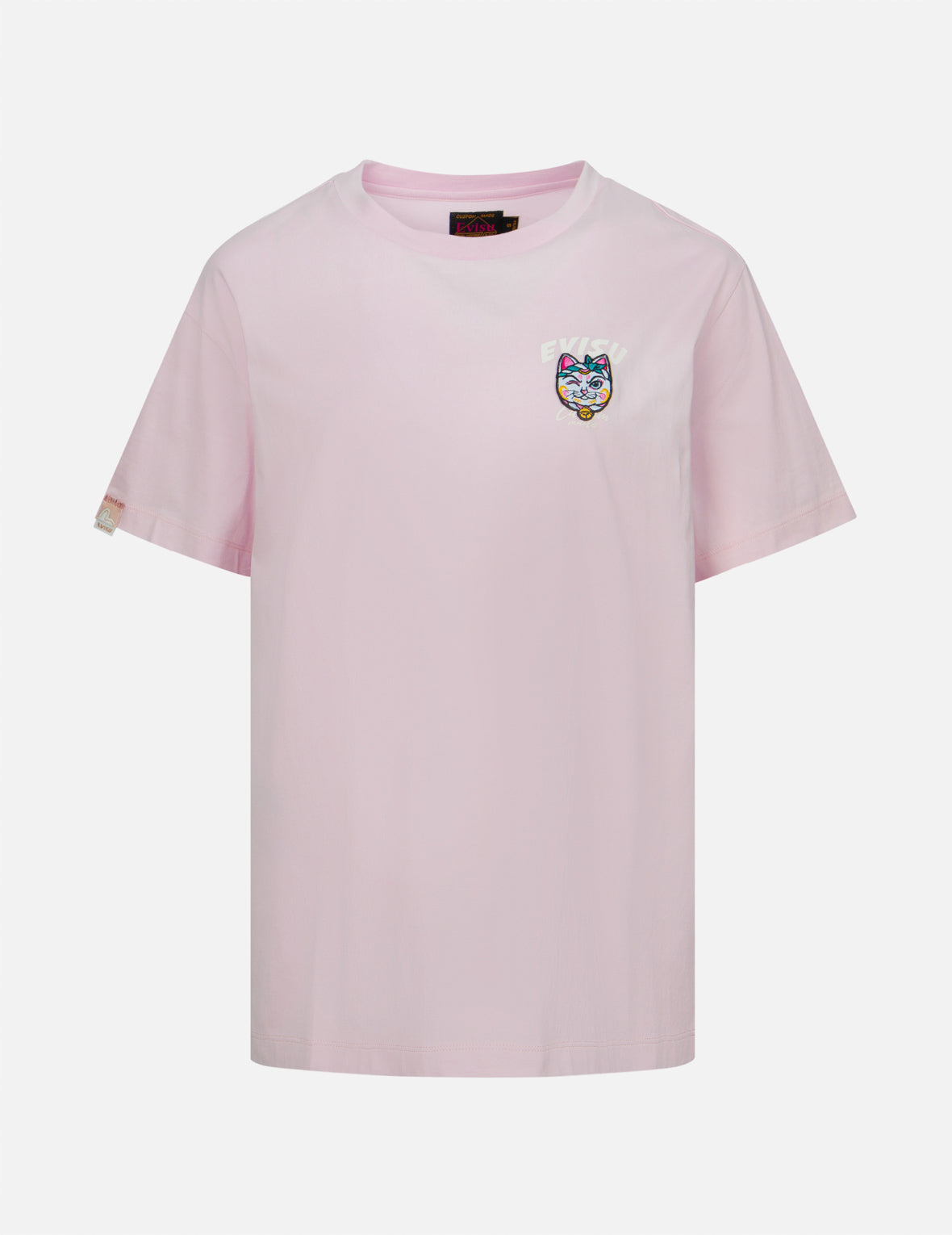 Logo Print and Fortune Cat Embroidery Badge Boyfriend T-shirt